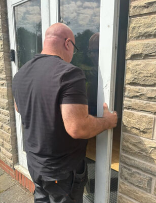 Repairing a UPVC door frame on a stone-built property in Cheshire